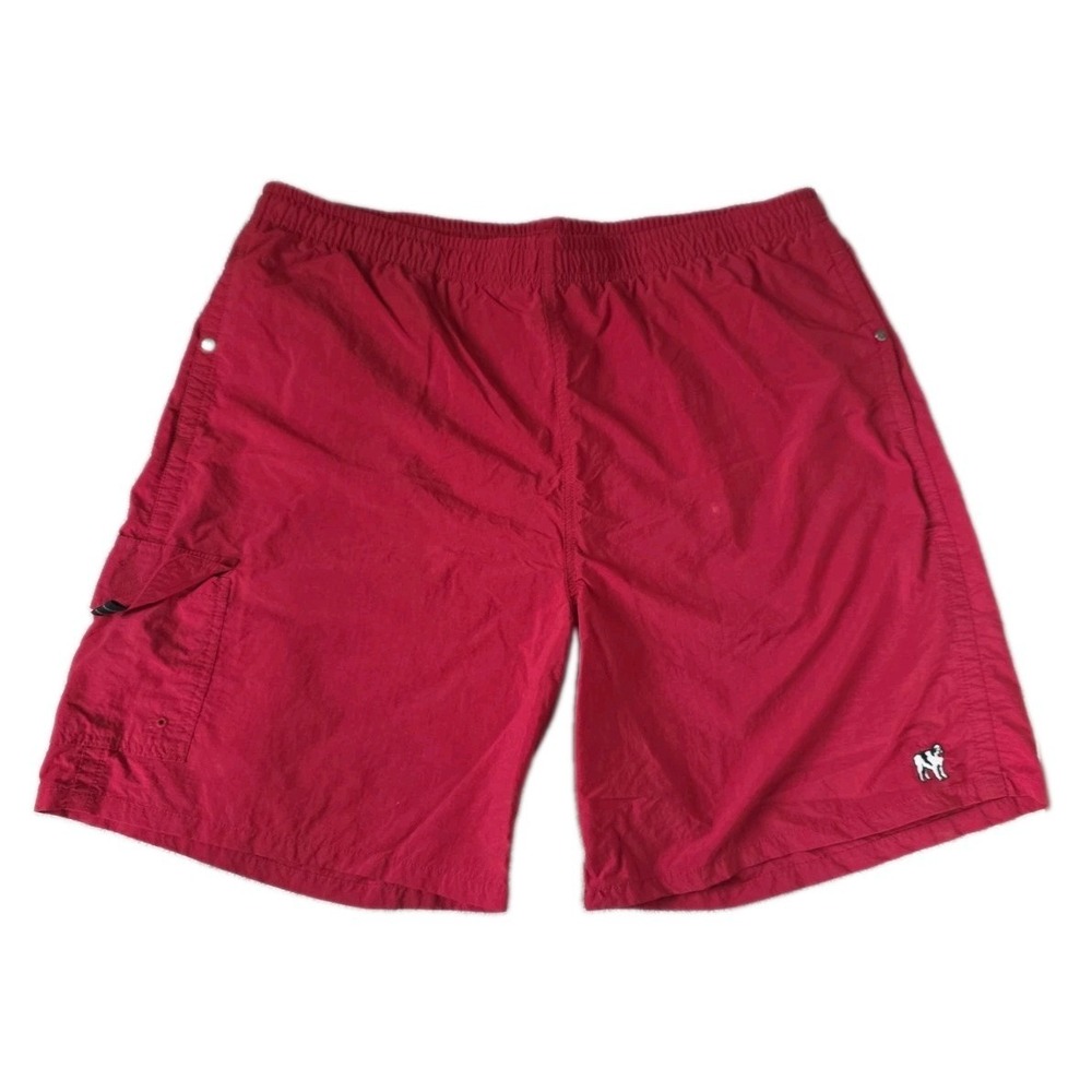 VTG 90s Big Dogs Mens XL Red Swim Trunks Athletic Nylon Shorts Embroidered Logo